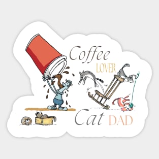 Coffee Lover Cat Dad Sticker